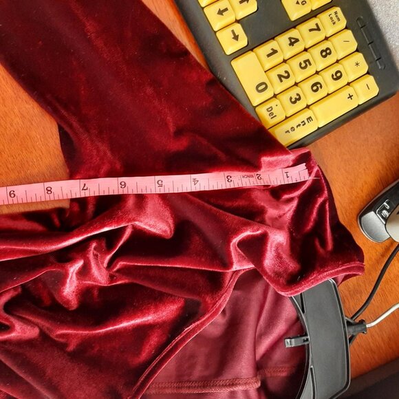 NEW! Dirass Hide Tummy Ruched Bodycon Dress Cocktail Burgundy Velvet Bodycon SzS - Picture 7 of 8